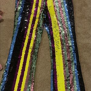 Forever 21 Striped Sequin Flare Pants